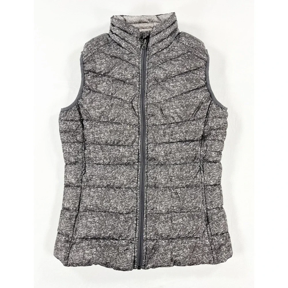 Be‎ By Blanc Noir Down Puffer Vest Womens XS Gray Packable Lightweight Full Zip